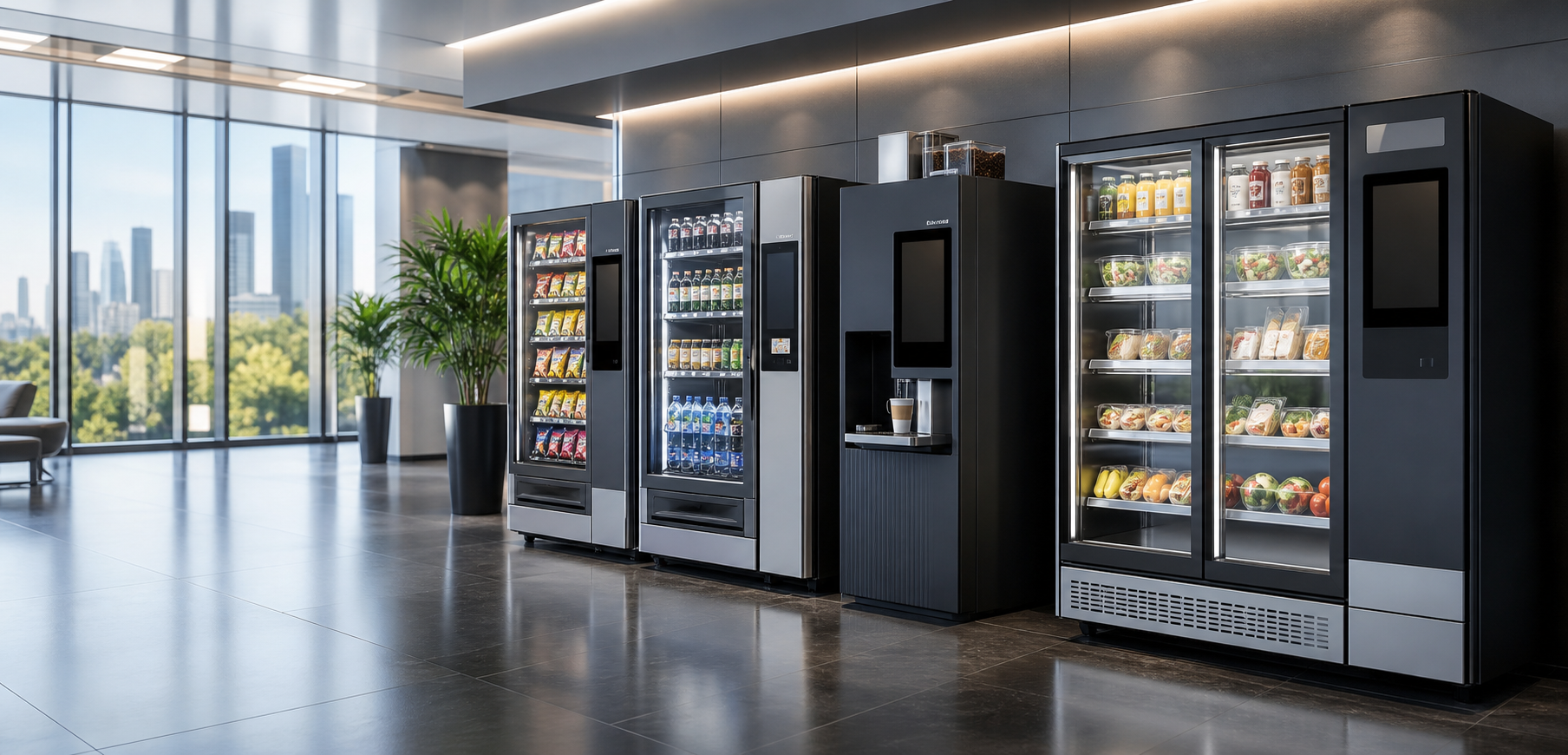 Smart vending machines in a modern showroom